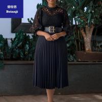 AmazonPlusSizeblackLaceDressHookflowersexyhollowedoutPleateddresswholesalewomensclothingmanufacturers-7