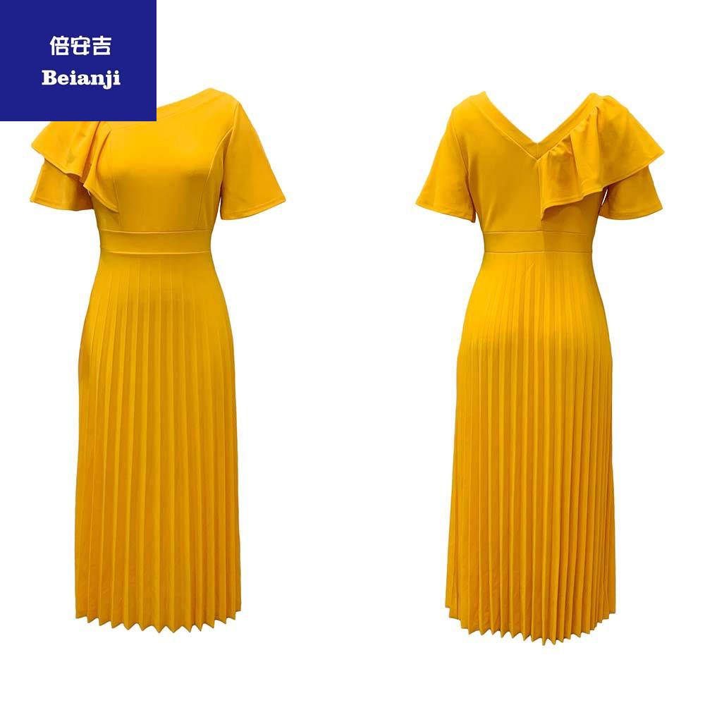 Women'sdress2023summernewtemperamentwaistcollectionshowthinpeplumedgeshortsleevepleatedwhitedressjpg-7