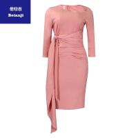 LadiessummerOfficeskirtseven-pointsleevepleatedlace-upboutiquedress-3