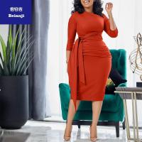 LadiessummerOfficeskirtseven-pointsleevepleatedlace-upboutiquedress-13