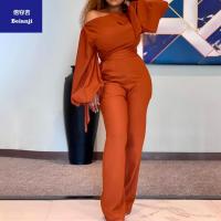 LadiesjumpsuitEuropeanandAmericanwomen'soff-the-shouldercasualhighwaistnon-largesizewidelegjumpsuit-9