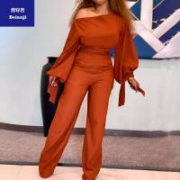 LadiesjumpsuitEuropeanandAmericanwomen'soff-the-shouldercasualhighwaistnon-largesizewidelegjumpsuit-10