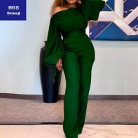 LadiesjumpsuitEuropeanandAmericanwomen'soff-the-shouldercasualhighwaistnon-largesizewidelegjumpsuit-13