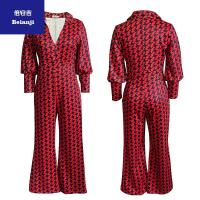 AmazonWomen'sjumpsuitSpringlooseelasticV-neckstraightleghighwaisttemperamentcross-borderjumpsuit-13