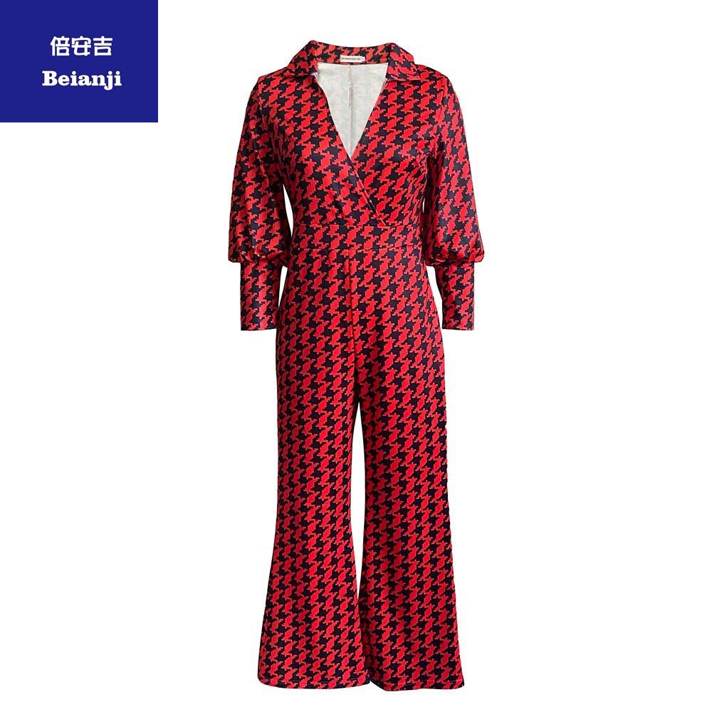 AmazonWomen'sjumpsuitSpringlooseelasticV-neckstraightleghighwaisttemperamentcross-borderjumpsuit-18