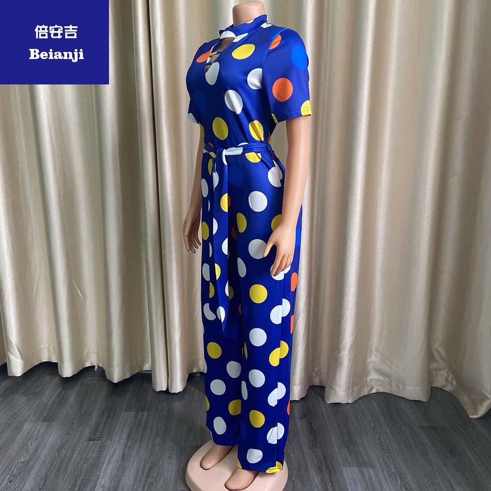 EuropeandtheUnitedStatesstyle2023summernewwomen'slargesizelooseleisurerounddigitalprintlace-upwide-legjumpsuit-13