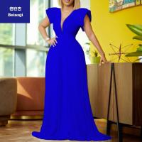 2023SummerFlyingSleevetemperamentPressedPleatedstitchingdeepV-neckmoppingjumpsuit-11