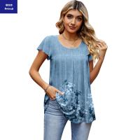 2023summerwomen'stshirtloosefoldsprintedelegantchiffonshirtteetops-1