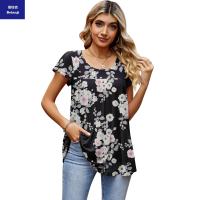 2023summerwomen'stshirtloosefoldsprintedelegantchiffonshirtteetops-12