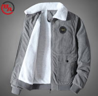 ApparelCustomFactoryMen'sWinterFullZipperCorduroyFuzzyFleeceCoatWarmerOuterwear-7