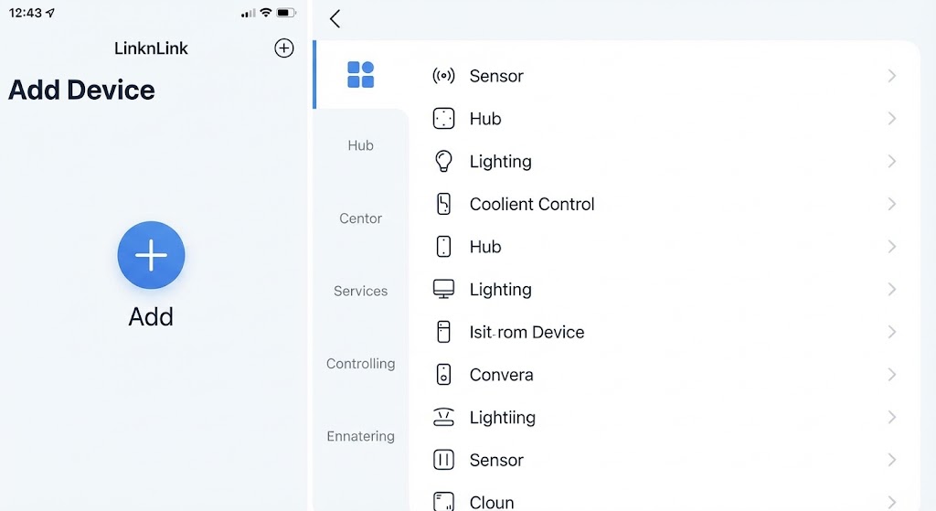 Obrazovka app LinknLink pro přidání eMotion Sensor