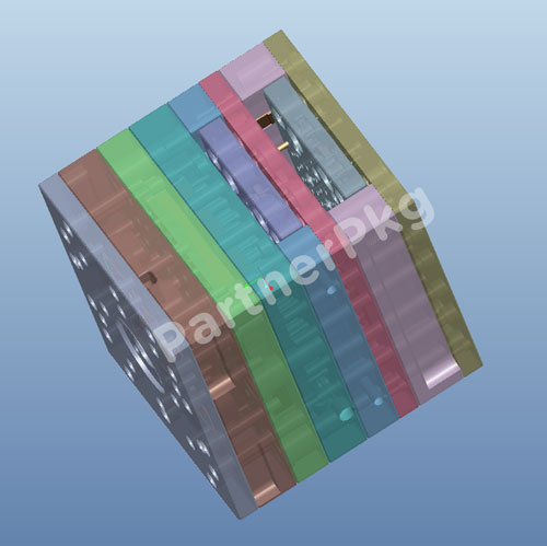 3D mold design screenshot for a foam pump part