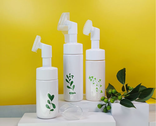 a large collection of foam pump bottles