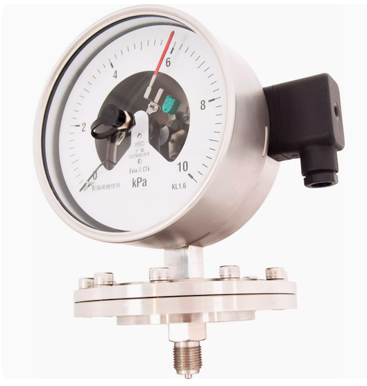 Manometroamembranaconcontattoelettricoinduttivointeramenteinacciaioinossidabile