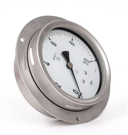 Stainlesssteelbackmountingpressuregauge,shock-resistantpressuregaugeforwater,oilandgashydraulics,axialpressuregaugewithedge