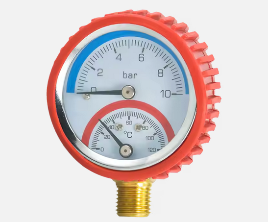 Bottomconnection0-10Bar120degreesBlackSteelcaseThermomanometerPressureAndTemperaturegauge6BAR