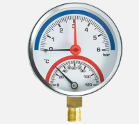 PressureGaugeTemperatureAndPressureBlackSteelCaseThermometerIndustryManometerTemperatureGauge6BAR