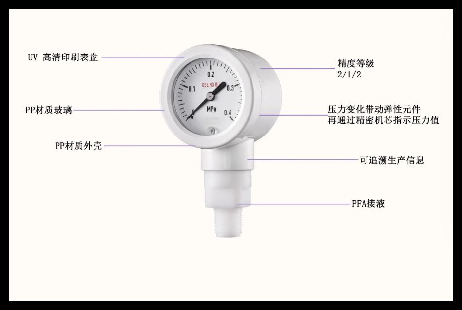 PFA接液材质洁净压力表eagleeyeinstrument