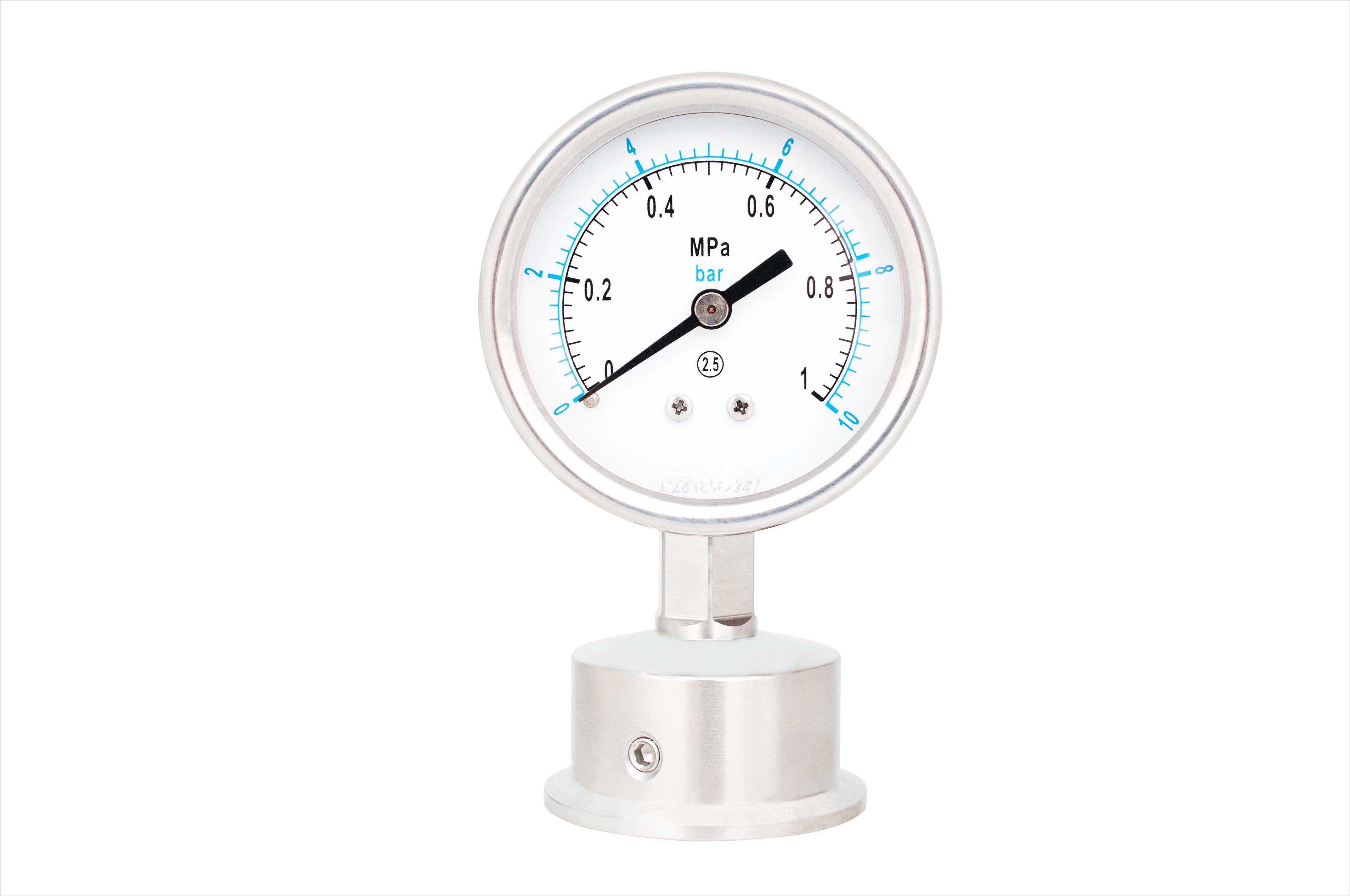 0.4微米光洁度BA洁净符合3-A不锈钢1.5寸卡盘卫生压力表