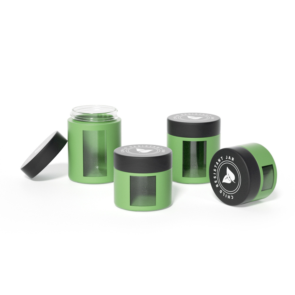 Marijuana glass jar child proof cap with printing