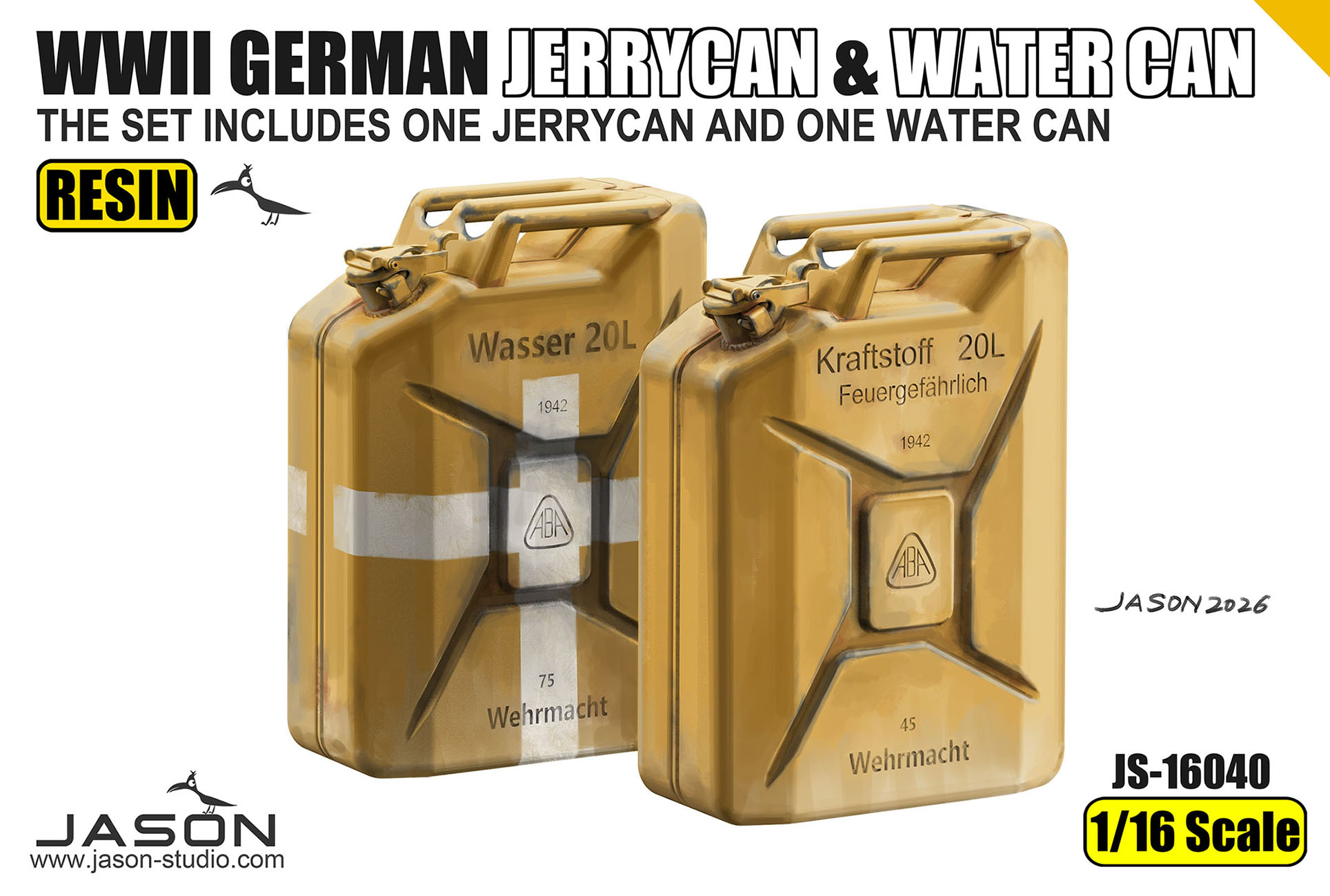 WWII GERMAN JERRYCAN & WATER CAN JS-16040-Jason Studio