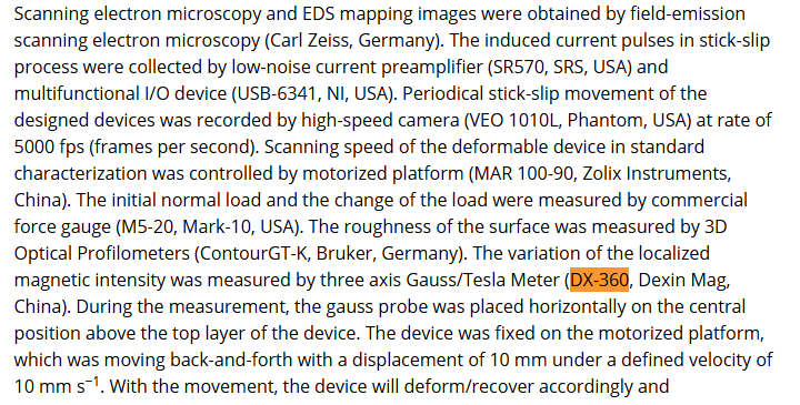 Research Article
 of the DX-360 3-axis gauss meter