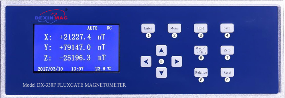 Front panel of fluxgate magnetometer