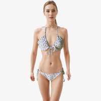 halterdotprintedtieclosurebikini