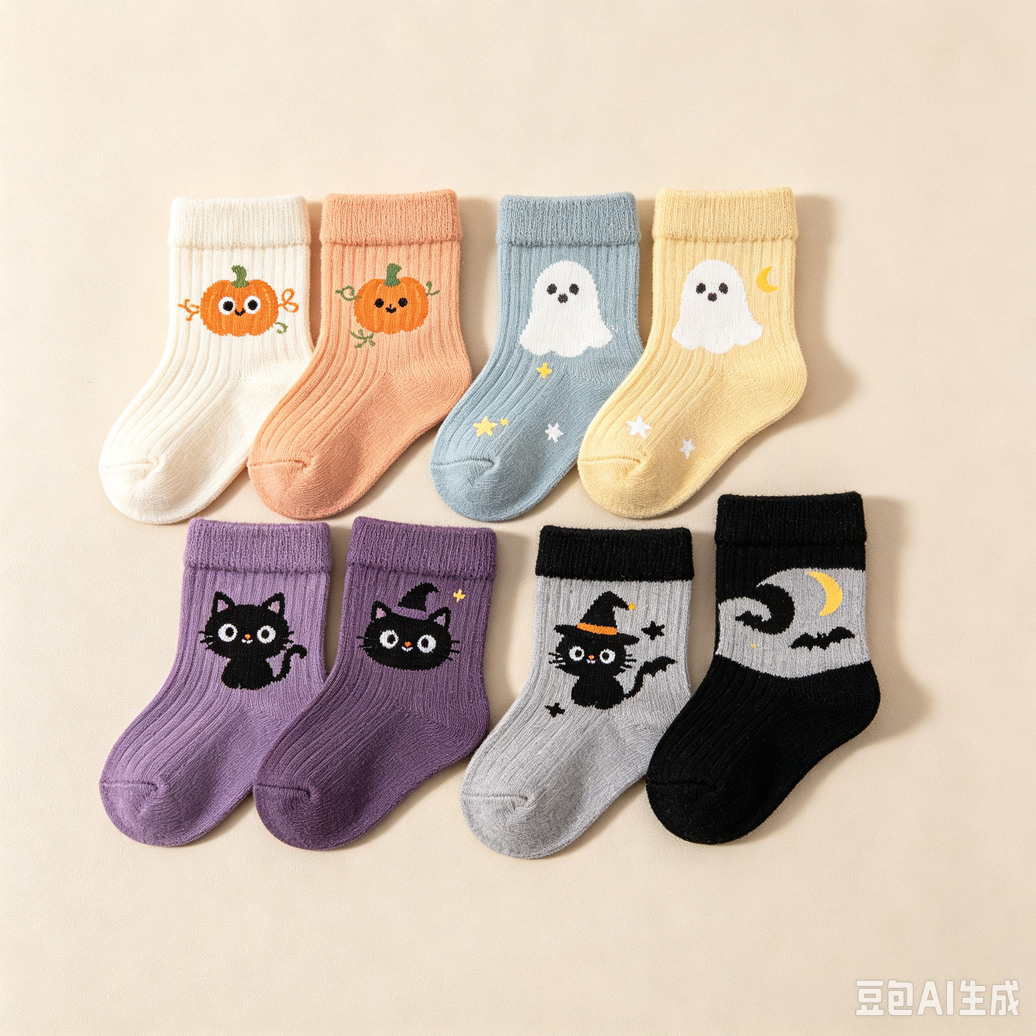 猫头鹰狐狸猫图案婴儿袜套装-15