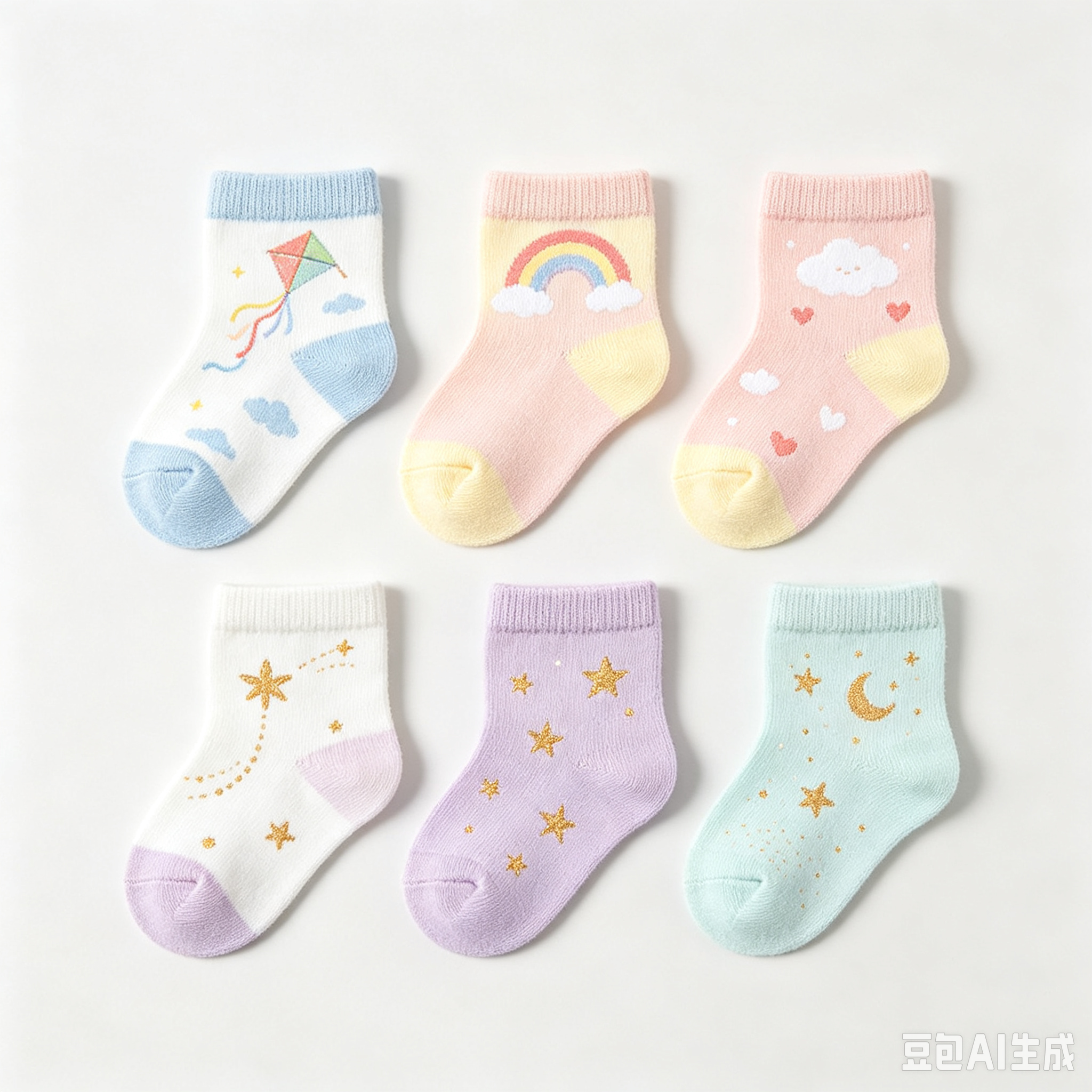 猫头鹰狐狸猫图案婴儿袜套装-5
