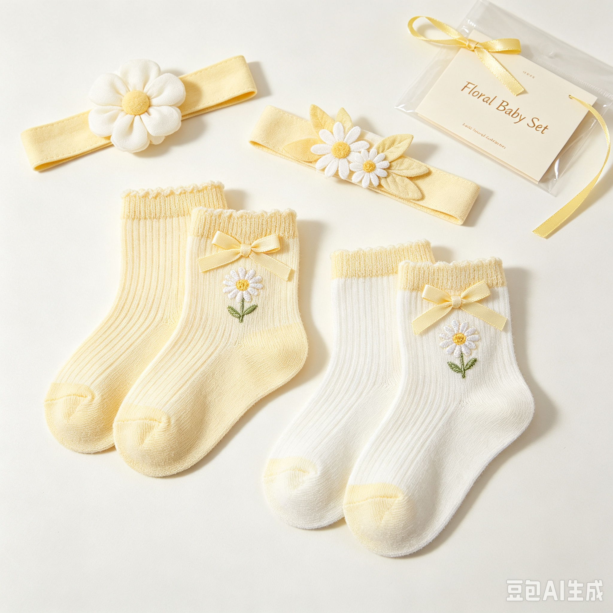婴儿袜加花朵头带组合平面效果图-1