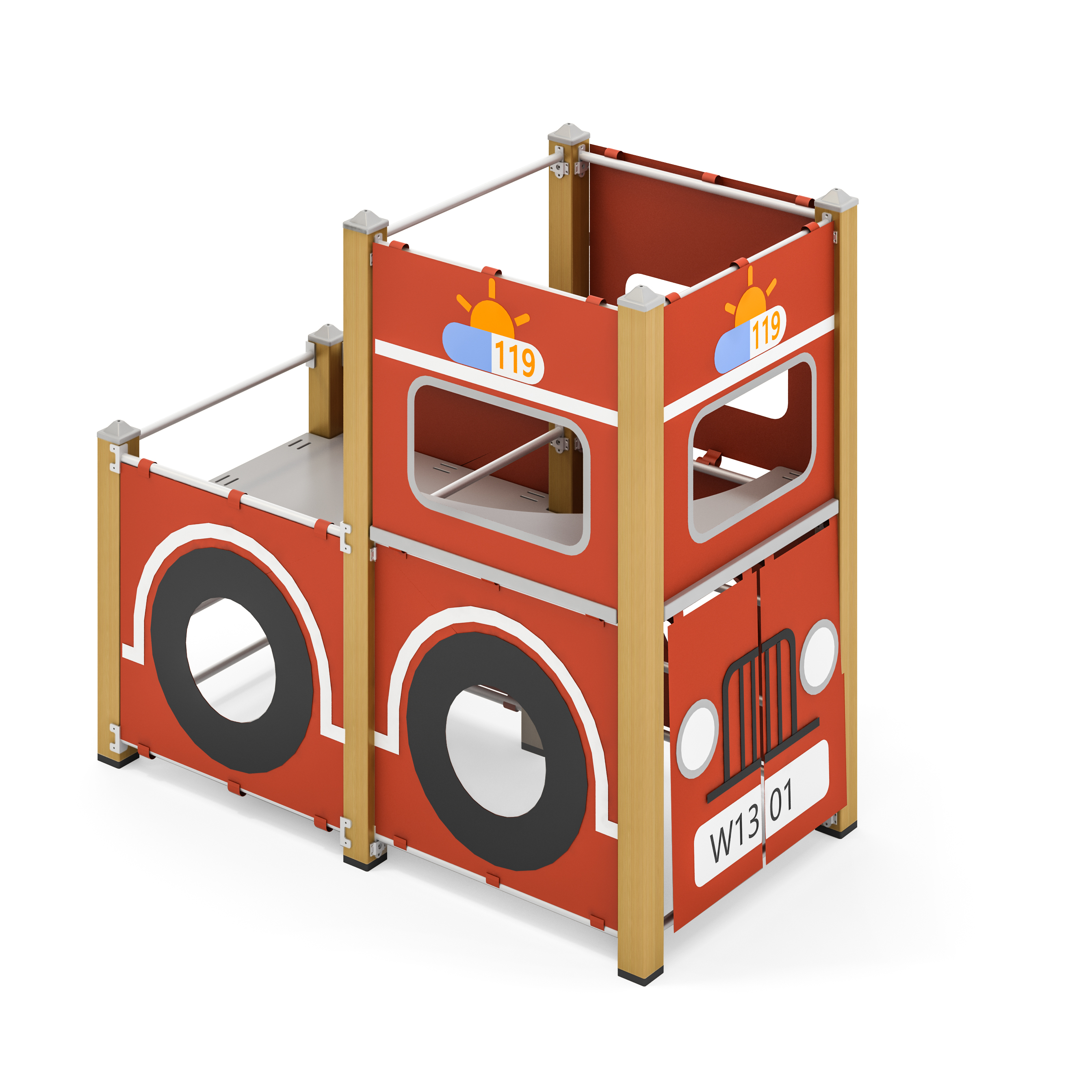 YJ001364钻爬方块-消防车主题-迷你