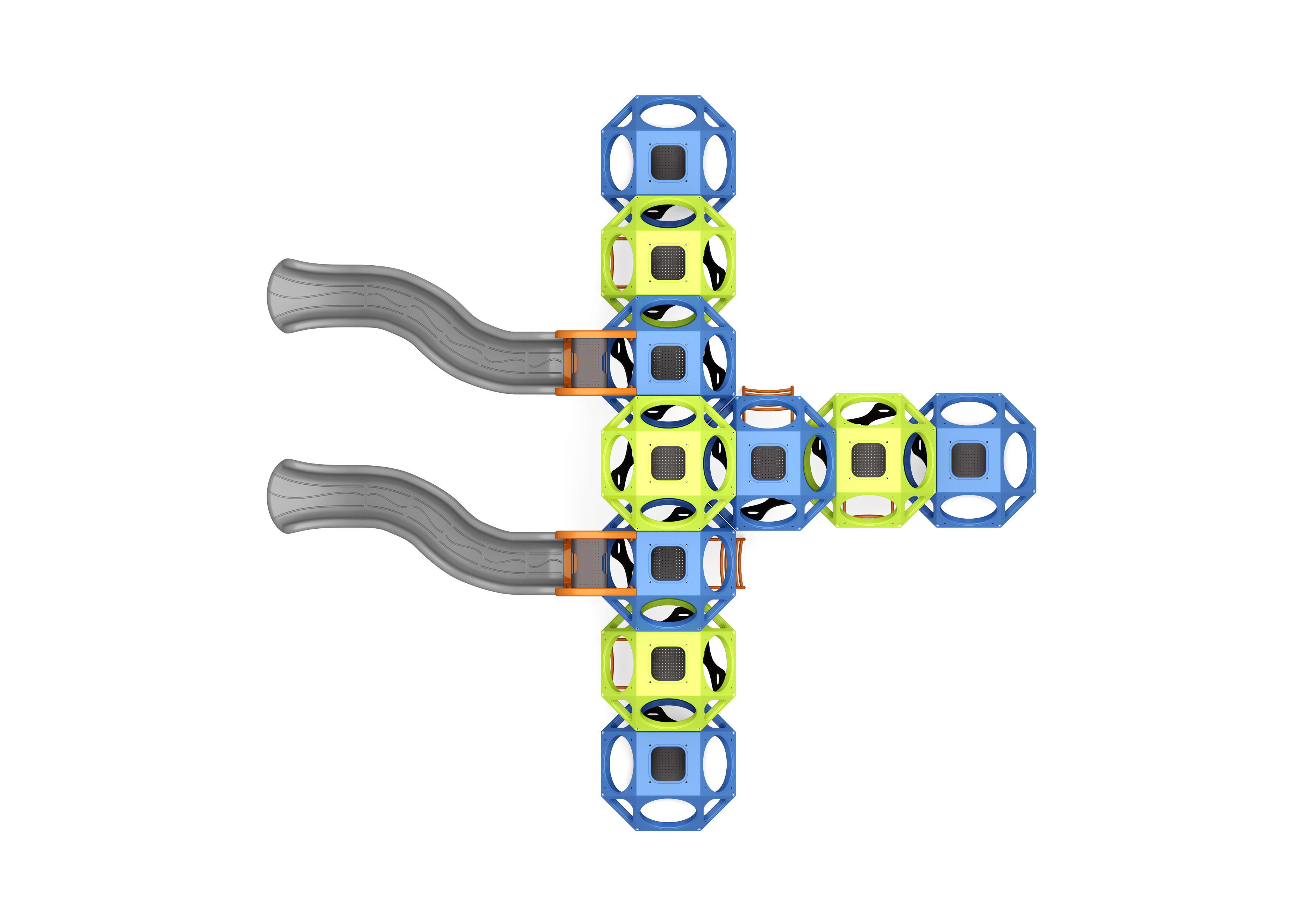 PDQB-210013C多边形攀爬球-10球双分段滑梯组合-2