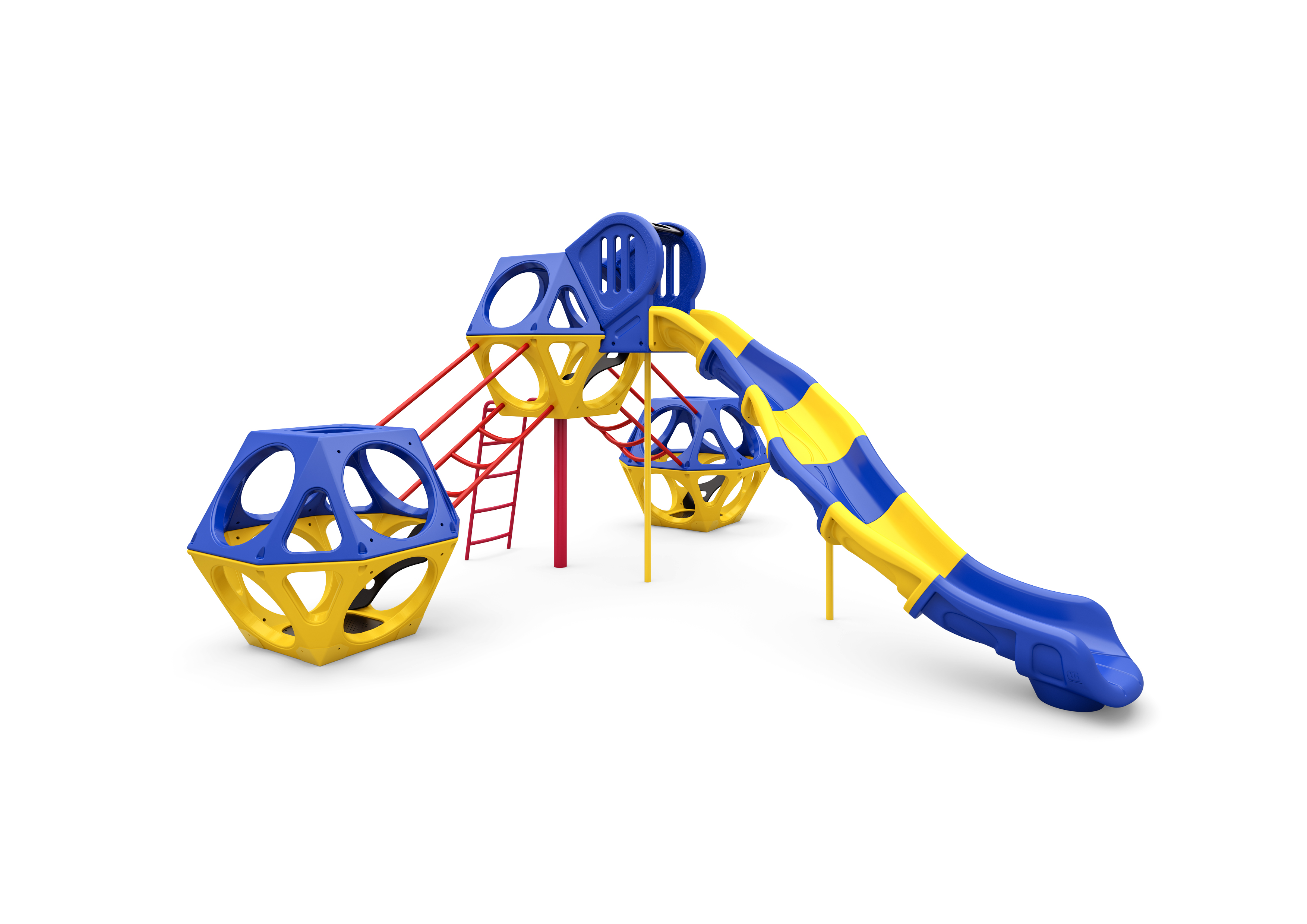 QB-210012P多边形攀爬球-3球单分段滑梯组合-1