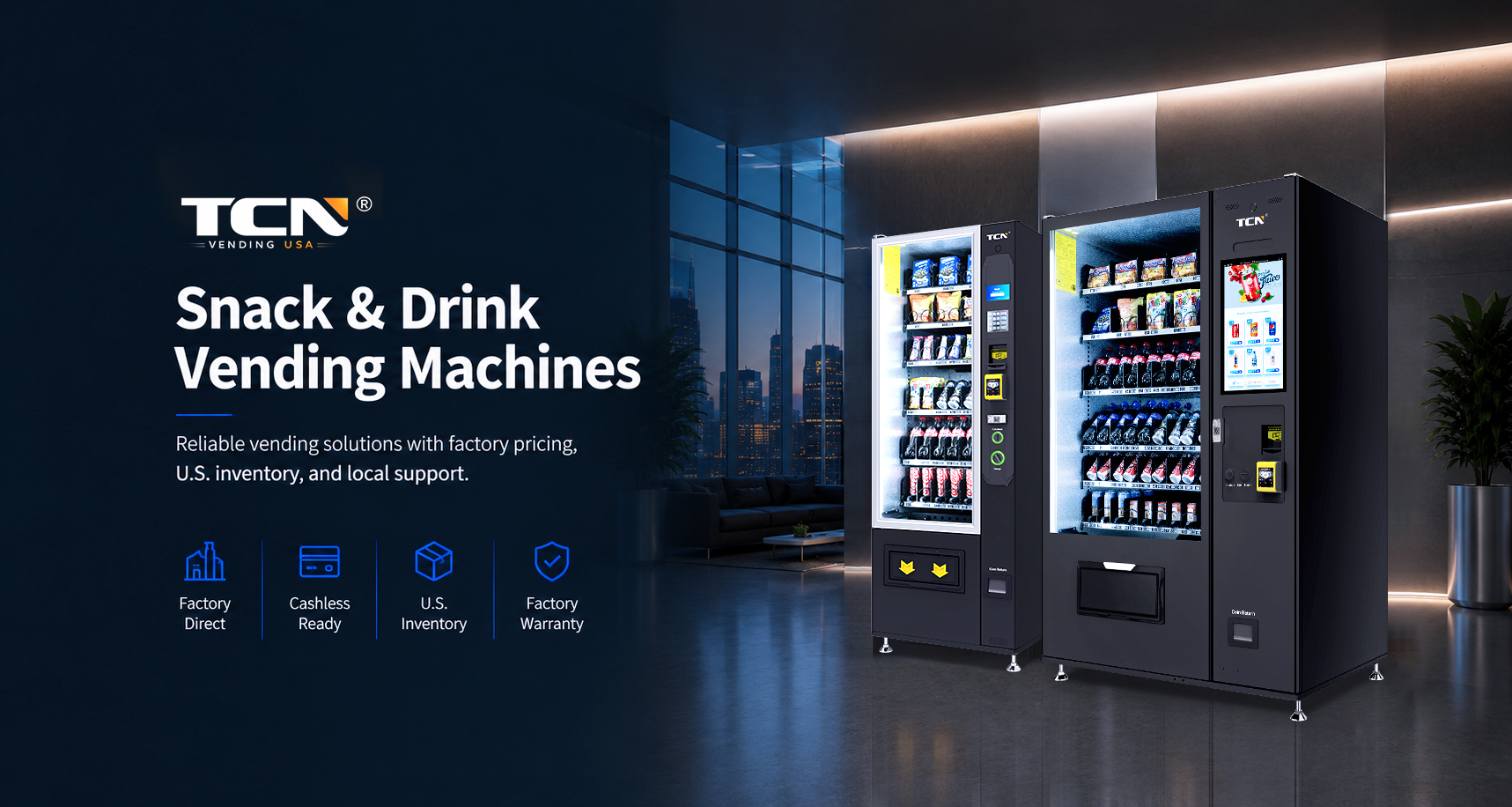 TCN USA Reliable vending solutions with factory pricing, U.S. inventory, and local support.