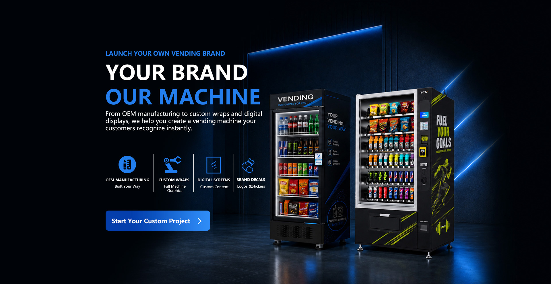 TCN USA Vending Machine Support Custom Your Brandings —OEM • Sticker • Screen • Wrap
