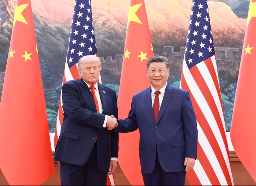 国家主席习近平在人民大会堂同来华进行国事访问的美国总统特朗普举行会谈