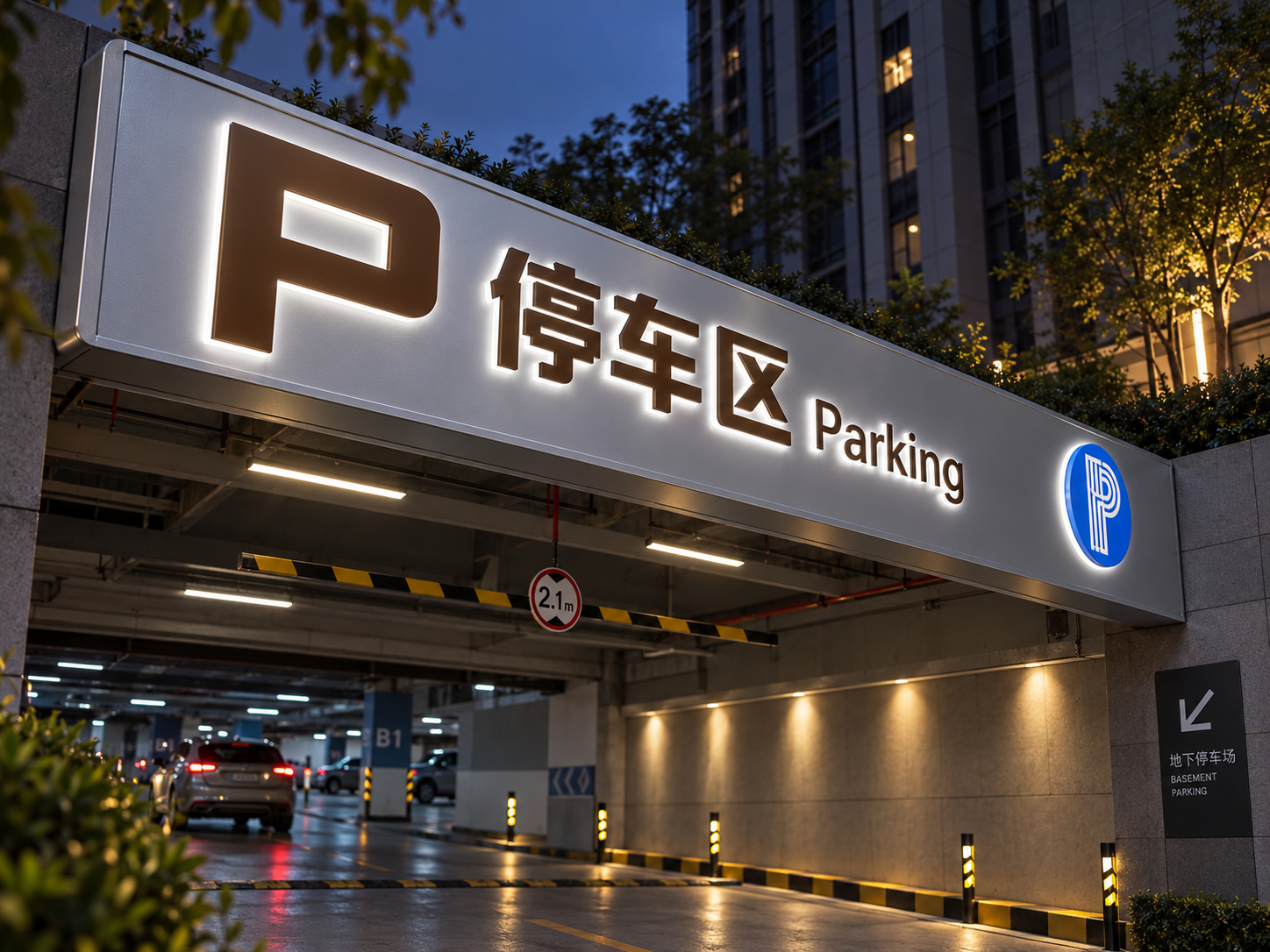 szroden-sign-illuminated-parking-entrance-sign
