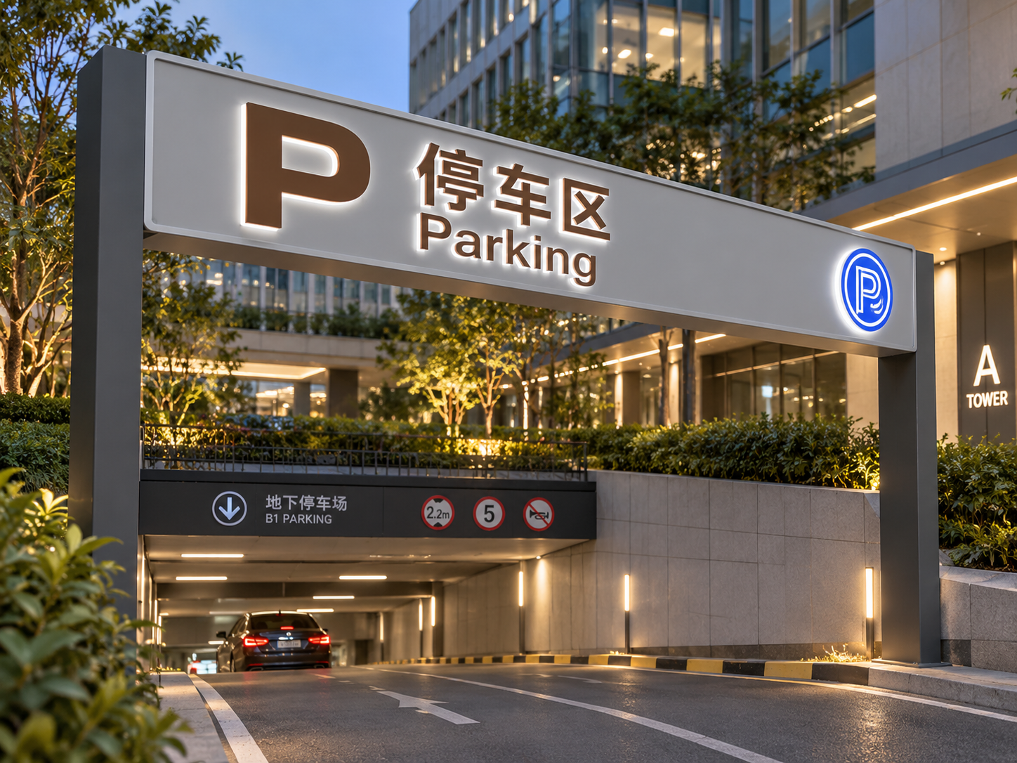 szroden-sign-parking-entrance-gantry-wayfinding-sign