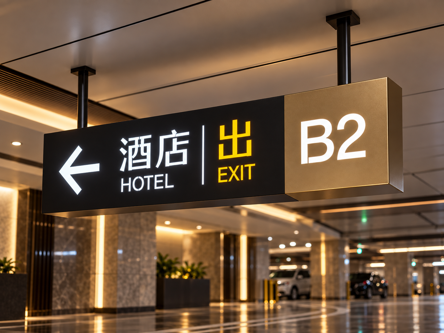 szroden-sign-ceiling-mounted-hotel-parking-directional-sign