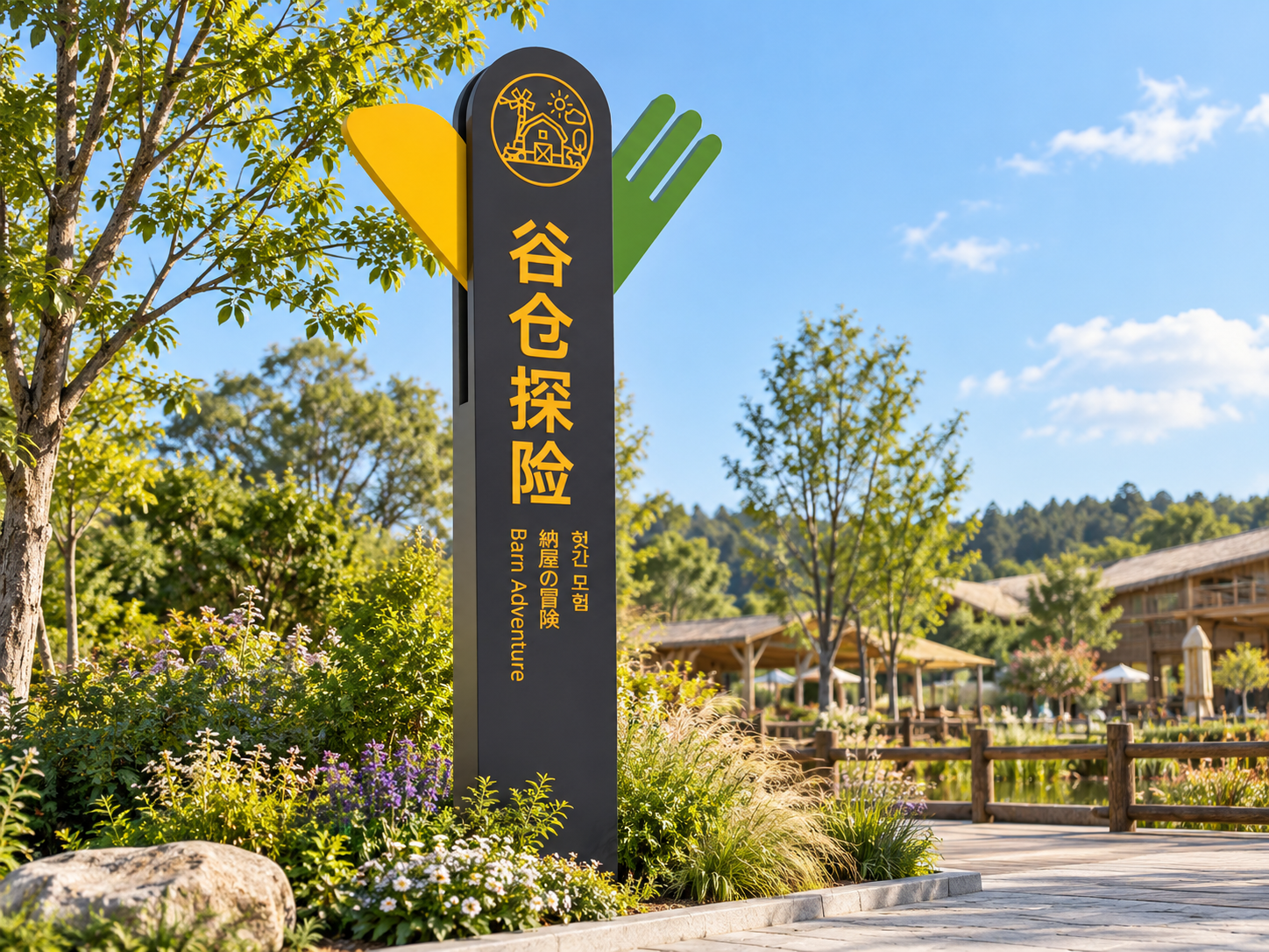 theme-park-totem-signs-outdoor-freestanding-painted-day