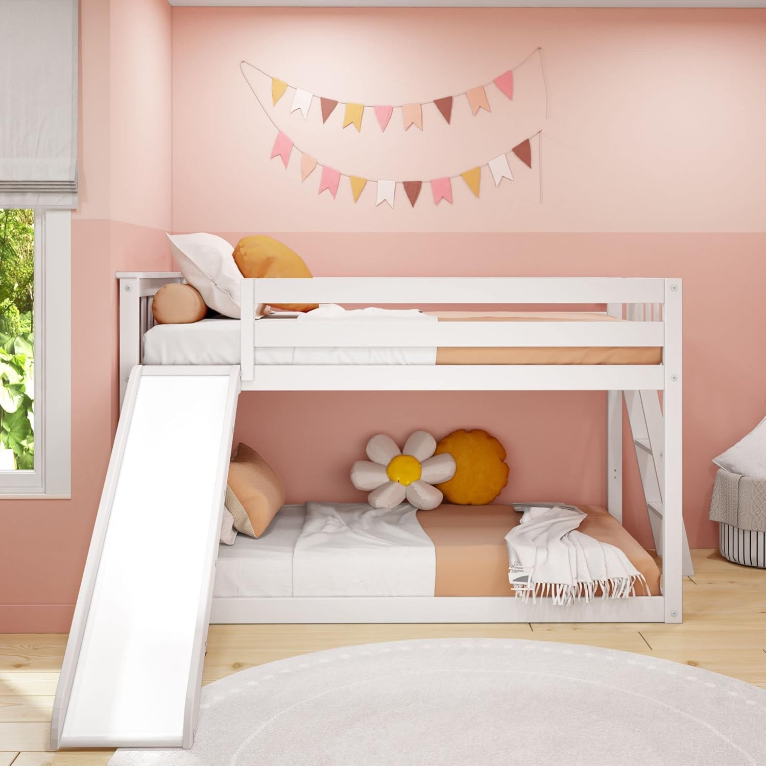 New Solid Wood Double Bunk Bed Twin Bunk Bed Kids Bed with Convertible ...