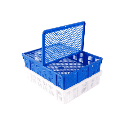 White plastic basket with lid