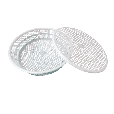 White plastic basket with lid