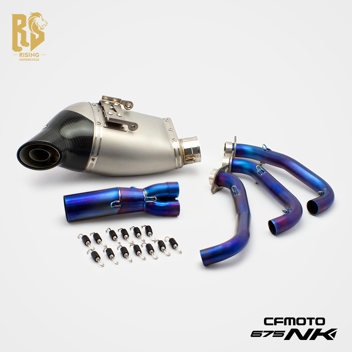 RS CFMOTO 675SR/NK – Full Exhaust System with Titanium Front & Mid 