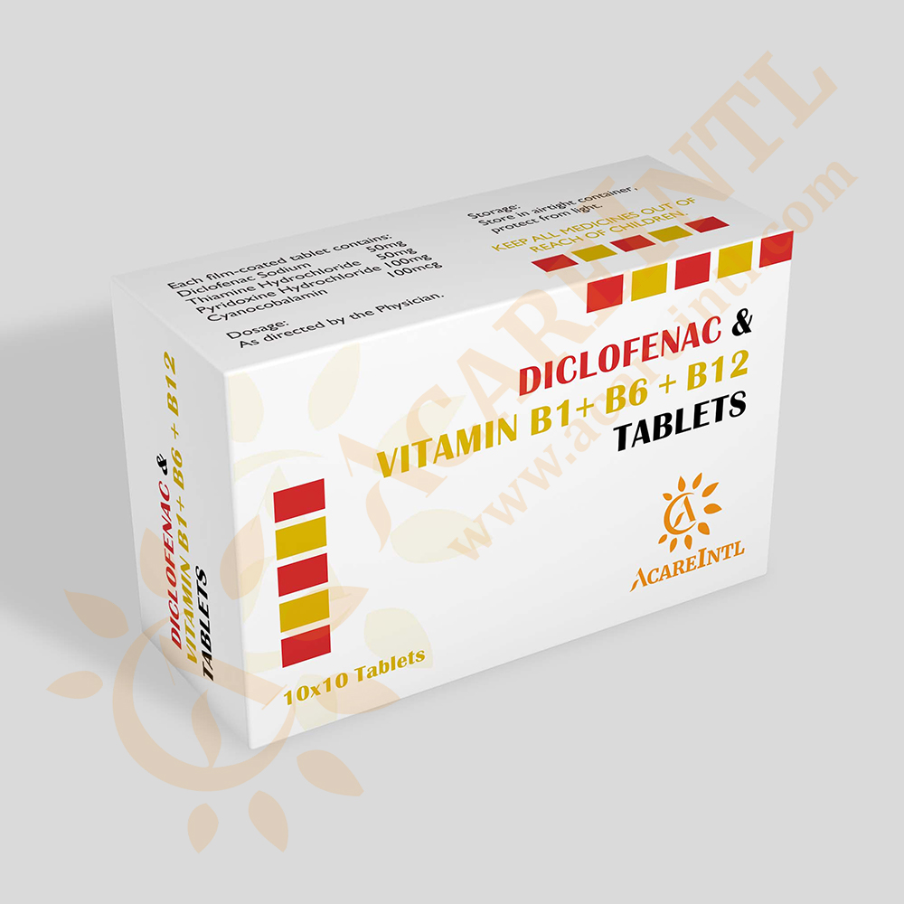 vitamin b12 with diclofenac injection Diclofenac & Vitamin B1+ B6 + B12 Tablets-AcareIntl