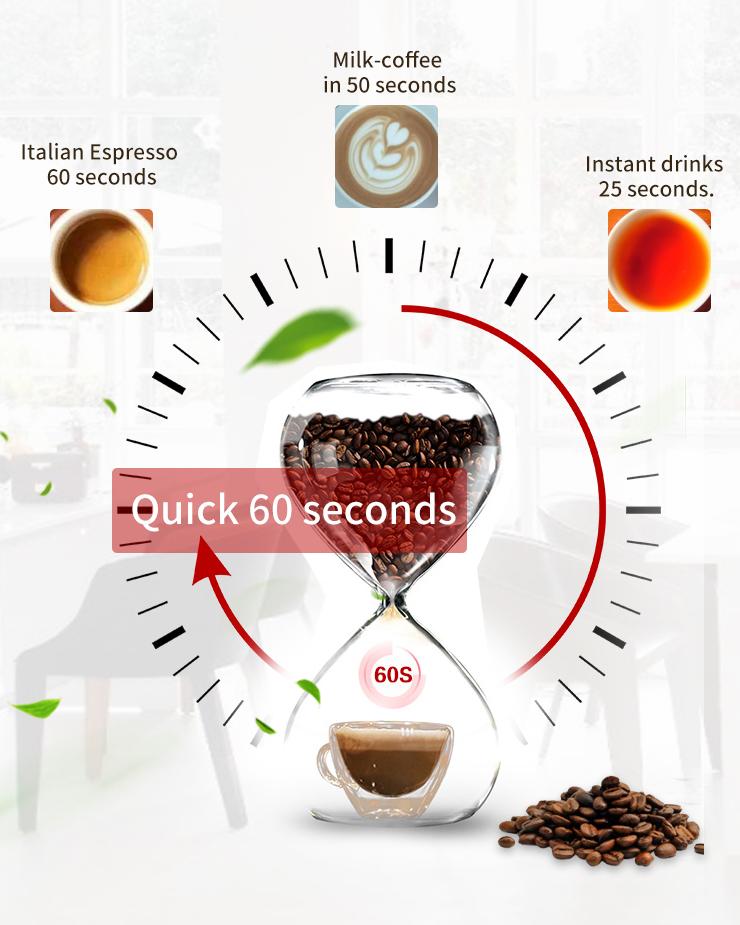 Fast 60-second beverage dispensing from compact TCN-NCF-4N coffee vending machine for high traffic locations