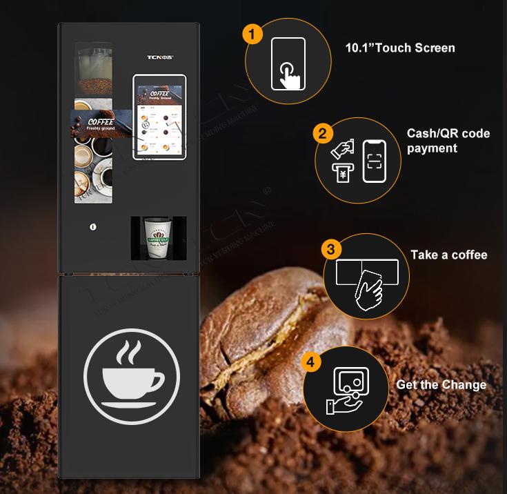 Smart interactive payment process and multiple payment options on the TCN-NCF-4N-V10.1 coffee vending machine touch screen