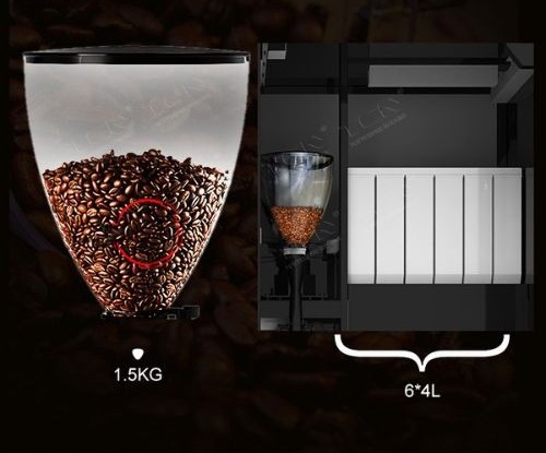 1.5kg transparent coffee bean hopper and ingredient canisters for 20+ recipes in TCN-NCF-8N
