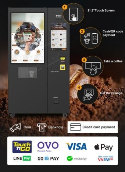 TCN SaaS cloud management platform for remote monitoring and sales data of NCF-8N coffee vending machines,More convenient ways to pay